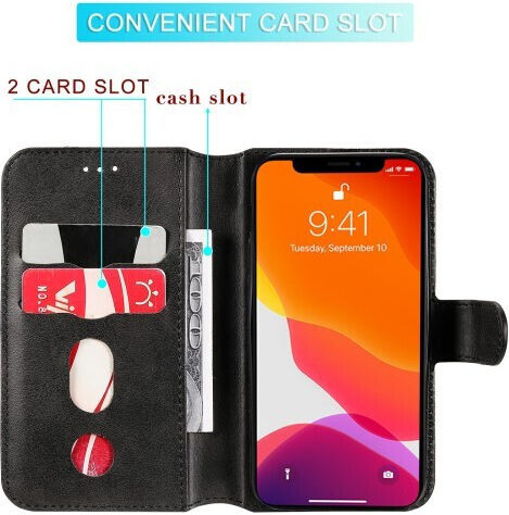 Βάση Στήριξης Όψη Wallet Δερμάτινο Μαύρο (iPhone 13 miniNokia 5.4)