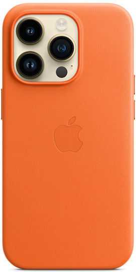 Apple Leather Case with MagSafe Back Cover Δερμάτινο Πορτοκαλί (iPhone 14 Pro)