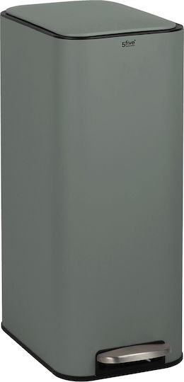 5Five Waste Bin Metallic with Pedal 30lt Green
