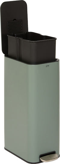 5Five Waste Bin Metallic with Pedal 30lt Green