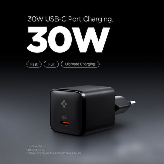 Spigen Wireless Charger with USB-C Port 30W Quick Charge 2.0 / Quick Charge 3.0 Black (Essential)