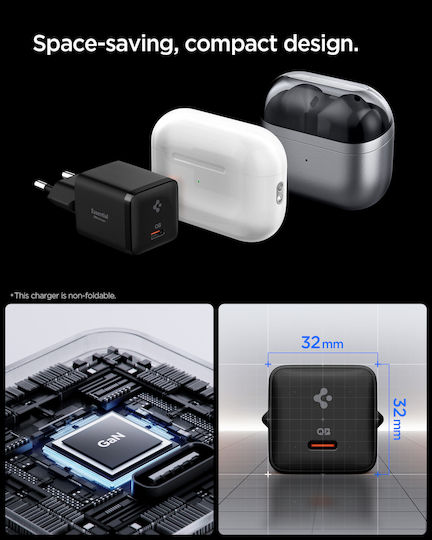 Spigen Wireless Charger with USB-C Port 30W Quick Charge 2.0 / Quick Charge 3.0 Black (Essential)