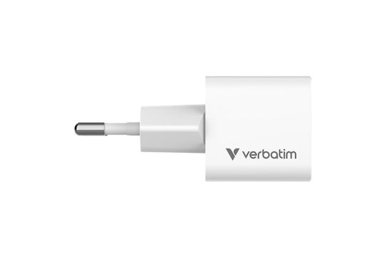 Verbatim Wireless Charger GaN With USB-C Output Port 20W Power Delivery White Mini