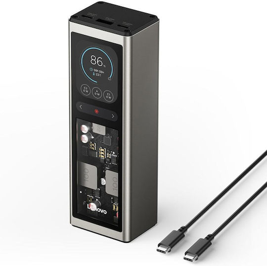 Lenovo Външна Батерия 20000mAh 140W с USB-A Изходен Порт и 2 USB-C Изходни Порта Power Delivery Сива