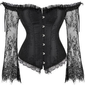 Lace Corset Kit Boning & Stitching Detail Medium Black