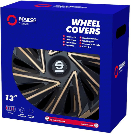 Sparco Set Capace de Roți Auto Varese 4 Bucăți 16 Negru