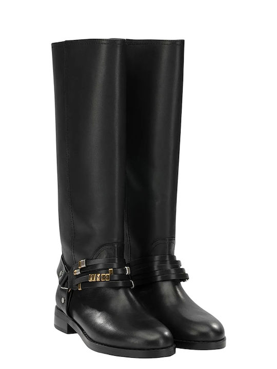 Damenstiefel Aus Leder Schwarz