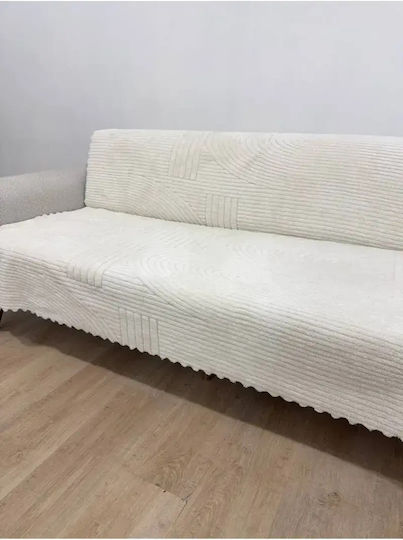 SteweHome Ελαστικό Κάλυμμα Τριθέσιου Καναπέ Λευκό 100x200cm