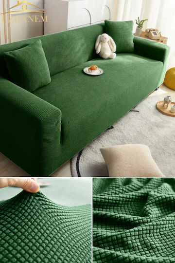 SteweHome Husă Elastică Canapea Cu Trei Locuri Verde 195x230cm
