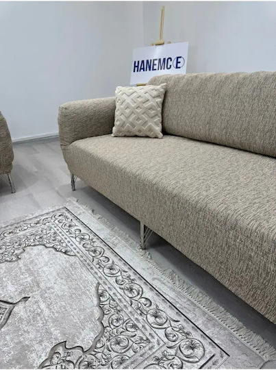 SteweHome Ελαστικό Κάλυμμα Τριθέσιου Καναπέ Μπεζ 180x237cm