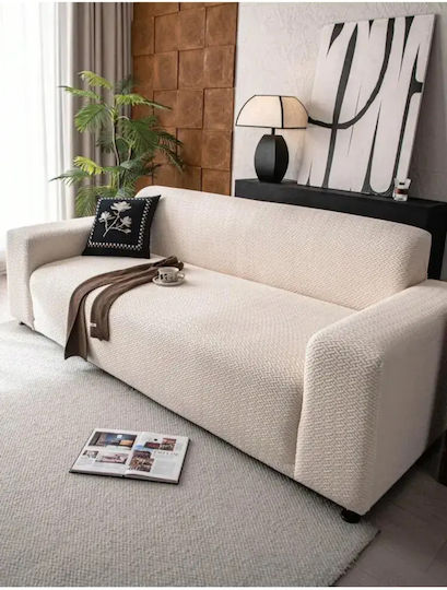 SteweHome Elastisches Abdeckung Für Dreisitziges Sofa Ecru 180x230cm