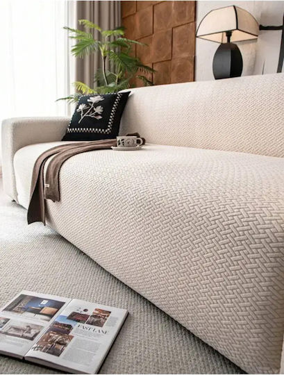 SteweHome Elastisches Abdeckung Für Dreisitziges Sofa Ecru 180x230cm