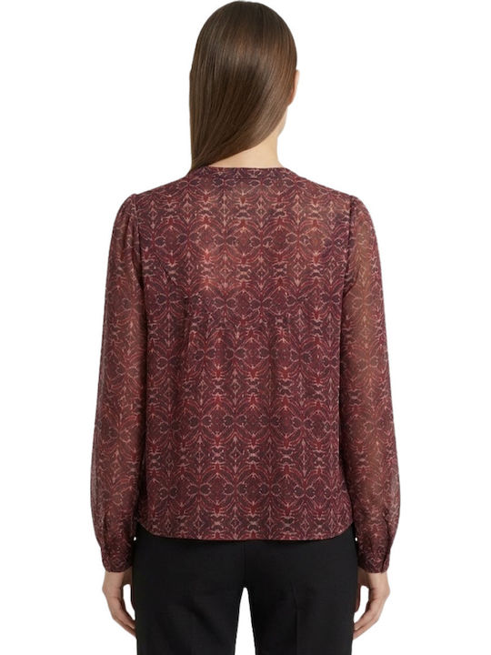 Bluza Damă Din Șifon Cu Model Burgundy Naf Naf