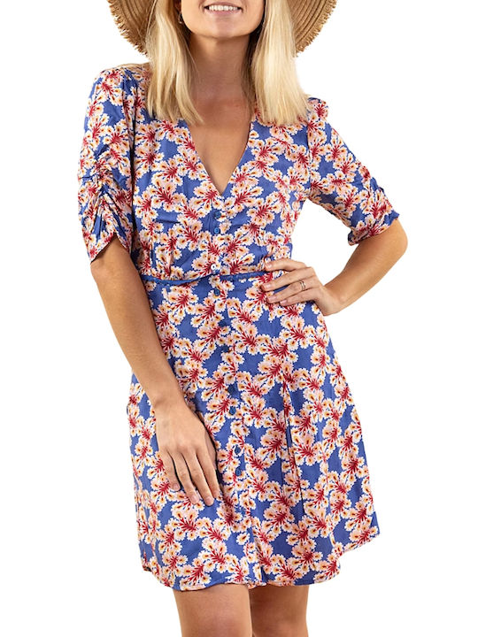 Summer Mini Shirt Dress Blue