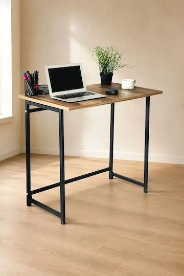 Birou Din Lemn Negru Cu Picioare Metalice 80x50x73cm