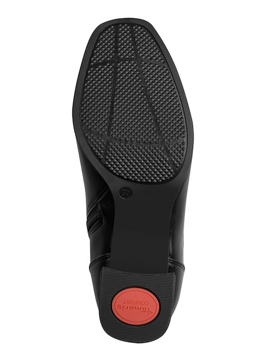 Leder Damen Stiefeletten mit Mittelhohem Absatz Schwarz