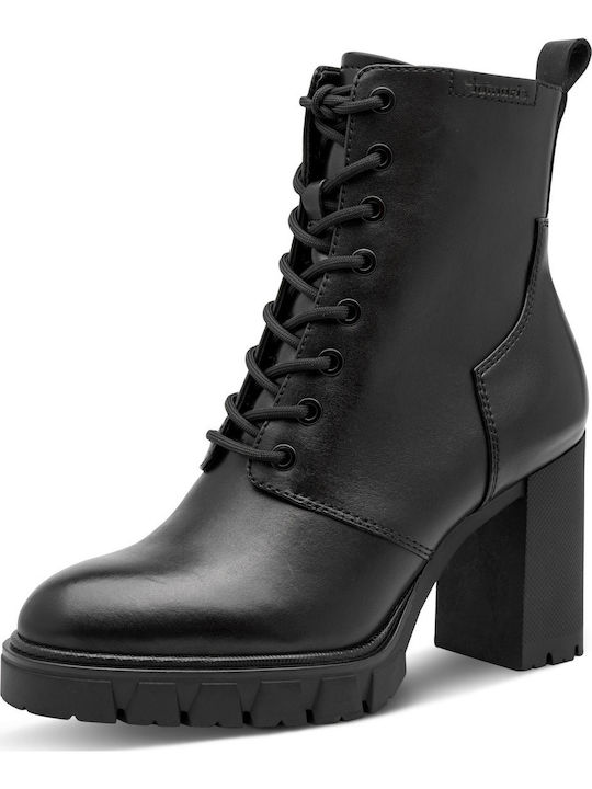 Leder Damen Stiefeletten Schwarz
