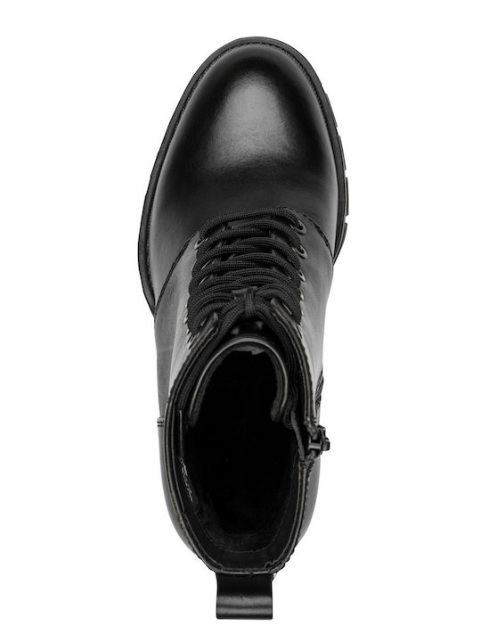 Leder Damen Stiefeletten Schwarz