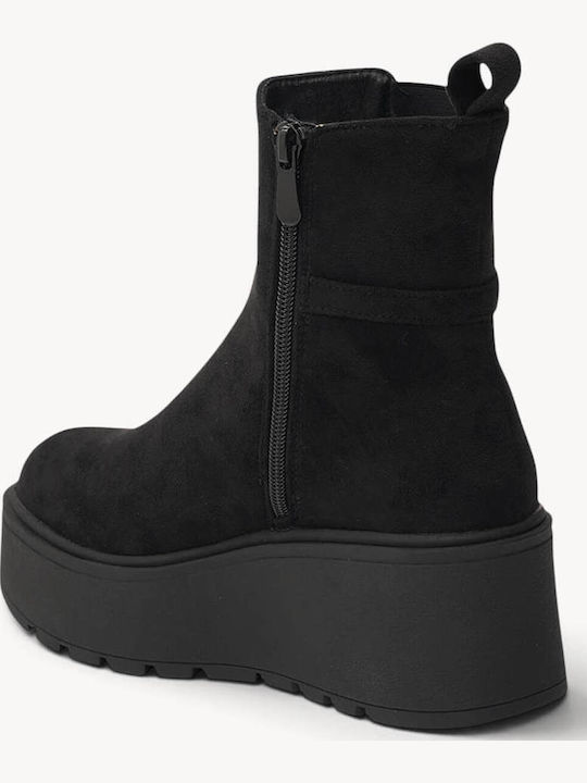 Schwarze Wildleder Stiefeletten Chelsea Mit Metallischem Dekor