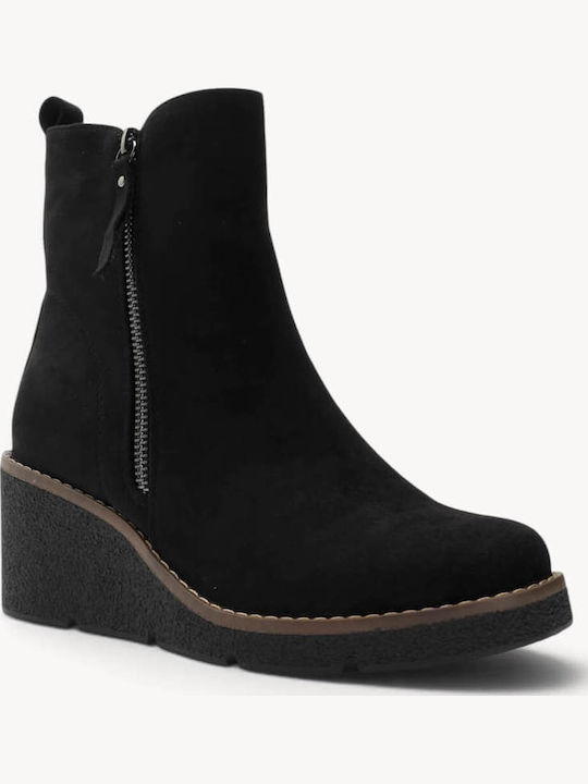 Black Combat Boots With Laces External Zipper