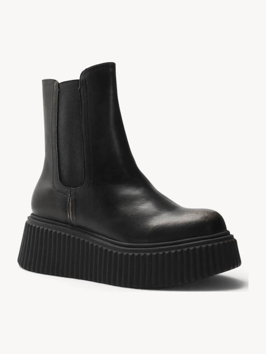 Graue Chelsea-Stiefeletten mit Relief-Platform-Sohle