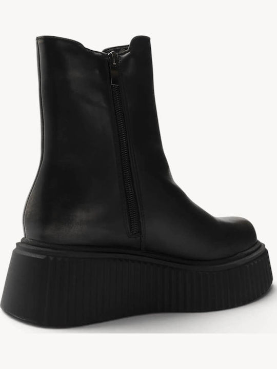 Graue Chelsea-Stiefeletten mit Relief-Platform-Sohle
