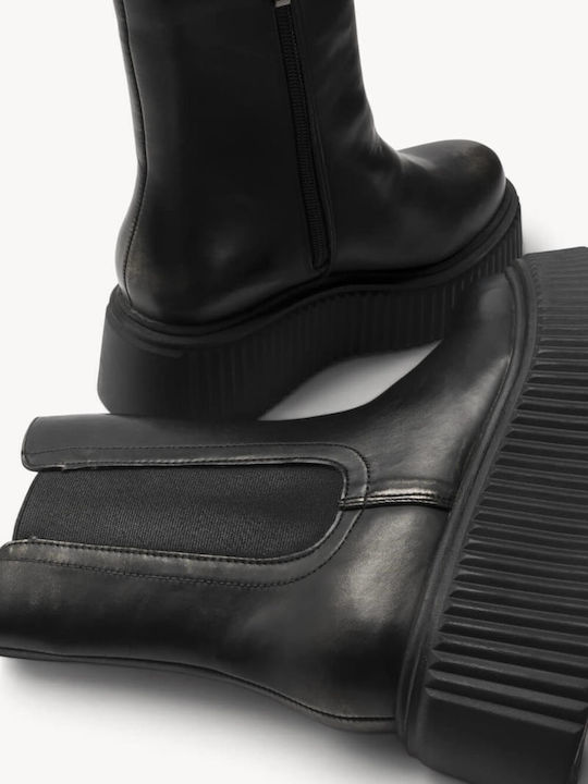 Graue Chelsea-Stiefeletten mit Relief-Platform-Sohle