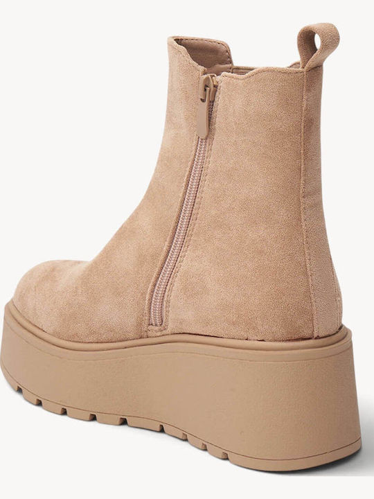 Beige Kastorina Damen Chelsea-Stiefel Hohe Plattform