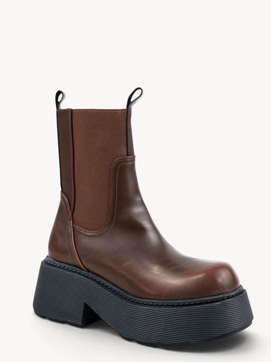 Tabac Brown Chelsea Boots Chunky Striped Sole