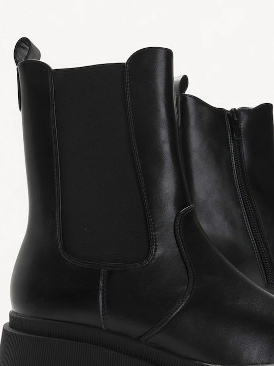 Black Chelsea Ankle Boots With Lug Sole