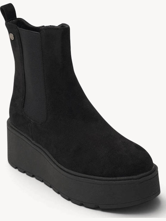 Black Suede Chelsea Ankle Boots High Platform