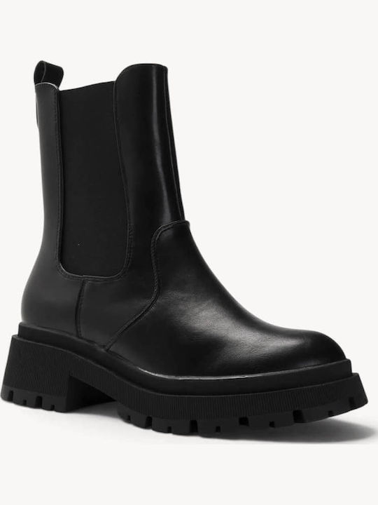 Black Chelsea Ankle Boots With Lug Sole