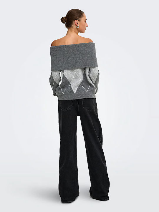 Damen Langärmeliges Pullover Dunkelgrau