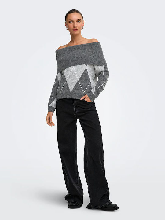 Damen Langärmeliges Pullover Dunkelgrau