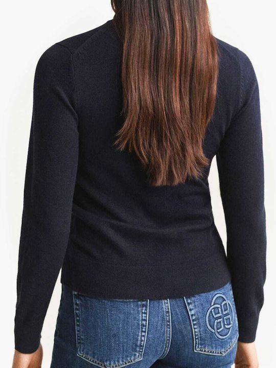 Women's Turtleneck Blouse with Spaghetti Straps Checked Dark Blue