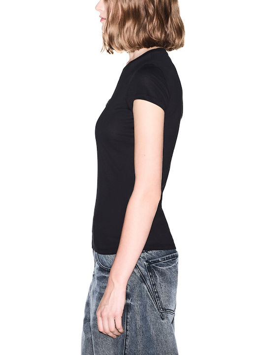 Damen Crop T-shirt Silber- Schwarz