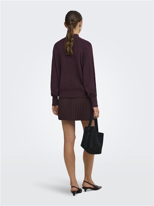Damen Langärmeliges Rollkragenpullover Burgundisch