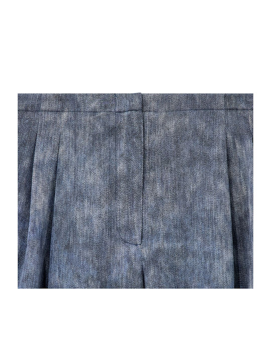 Damen Hochbund Stoffhose in Lose Passform Blau