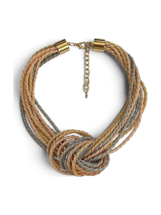 Women's Necklace Tricolor Multi-cord Knotted Choker Adjustable Chain Prime Steel Gold Rose Gold Silver Women Ssn065