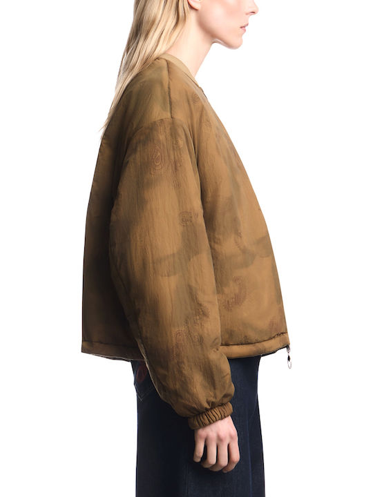 Emporio Armani Women's Double Sided Beige Bomber Jacket