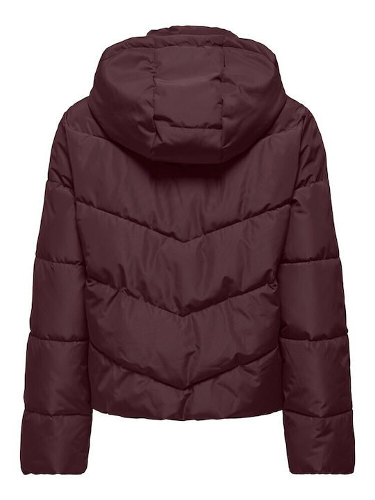 Късо Дамско Puffer Яке за Зима Бордо