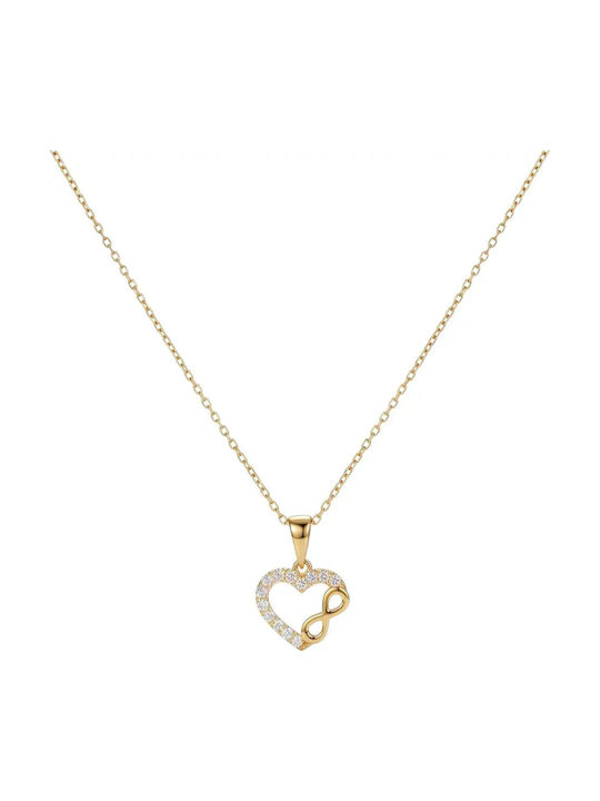 Colier Cu Design Inima Din Aur Galben 14 Carate Cu Zircon Colier Cu Design Inima Din Aur Galben 14 Carate Cu Zircon