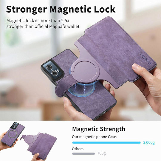 Caseneo Motorola Edge 50 Fusion Magsafe Retro Leather Wallet Purple