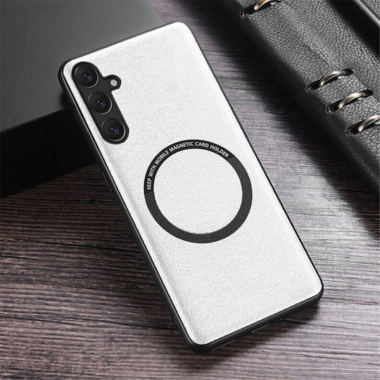 Leather Coated Hard Case Silver Samsung Galaxy A55 5g