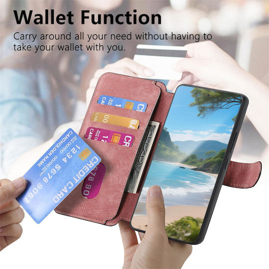 Caseneo Motorola Moto G Max G87 G77 G67 Case Retro Leather Wallet Pink