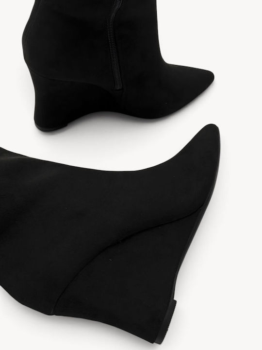 Schwarze Damenstiefel Mit Spitz Zehen Slope Absatz