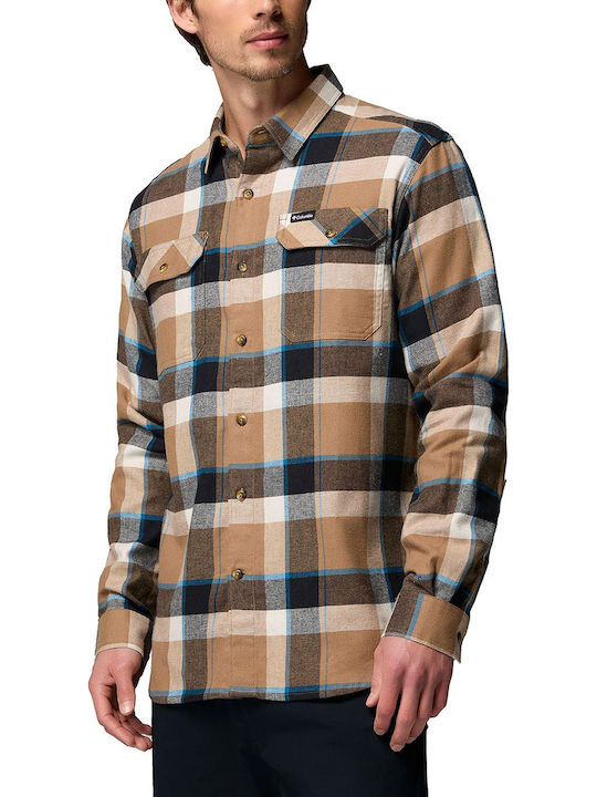 Flare Gun Stretch Long Sleeve Flannel Shirt Brown