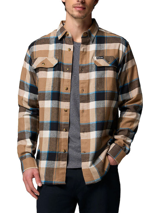 Flare Gun Stretch Long Sleeve Flannel Shirt Brown