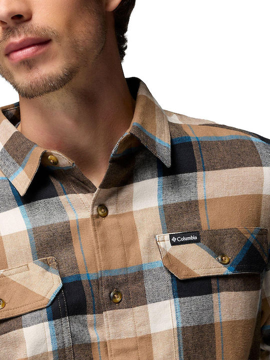 Flare Gun Stretch Long Sleeve Flannel Shirt Brown