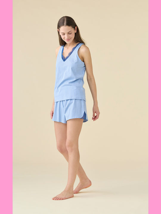 Noidinotte Καλοκαιρινό Βαμβακερό Babydoll Blue Noidinotte Καλοκαιρινό Βαμβακερό Babydoll Blue